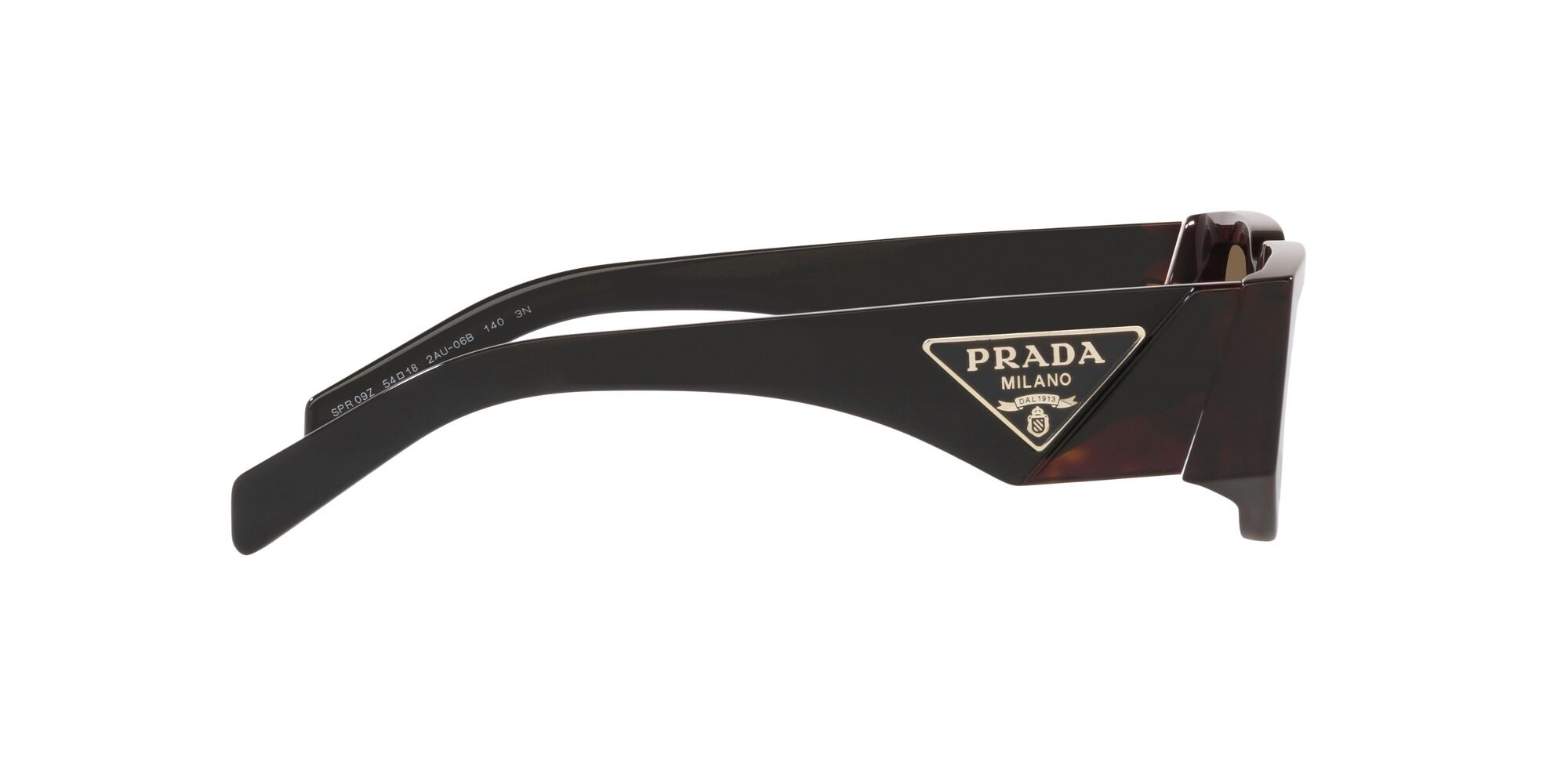 Sunglasses Prada PR 09ZS (2AU06B) color tartarugato shape rectangle lenses marrone scuro