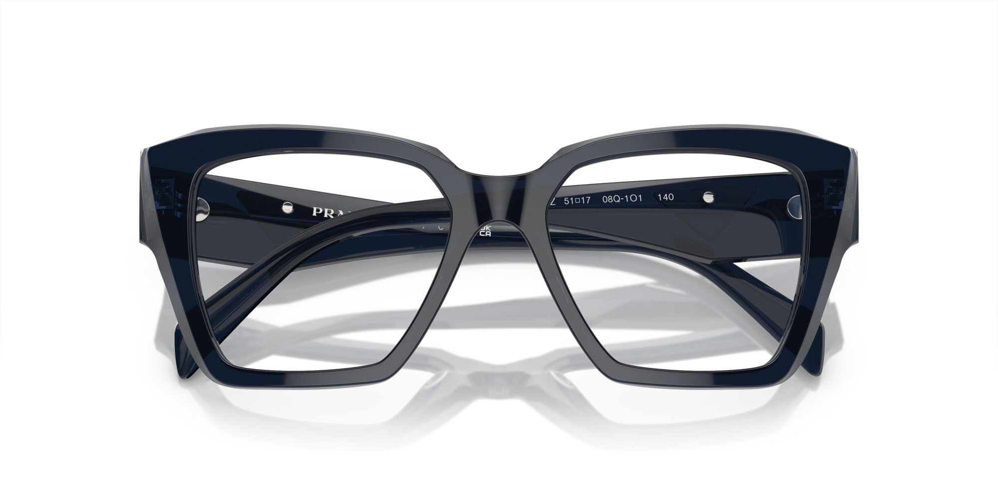 Eyeglasses Prada PR 09ZV (08Q1O1) color blu trasparente shape square lenses lente demo