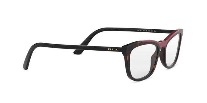 Brillen Prada Conceptual PR 10VV (3201O1) farbe havana/red form quadratisch gläser demo lens