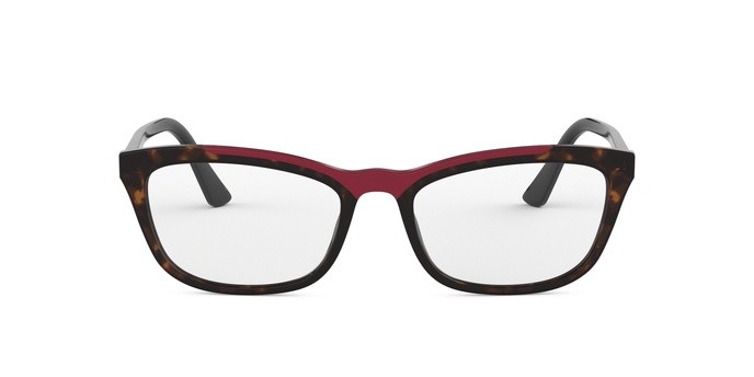 Brillen Prada Conceptual PR 10VV (3201O1) farbe havana/red form quadratisch gläser demo lens