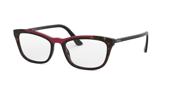 Brillen Prada Conceptual PR 10VV (3201O1) farbe havana/red form quadratisch gläser demo lens