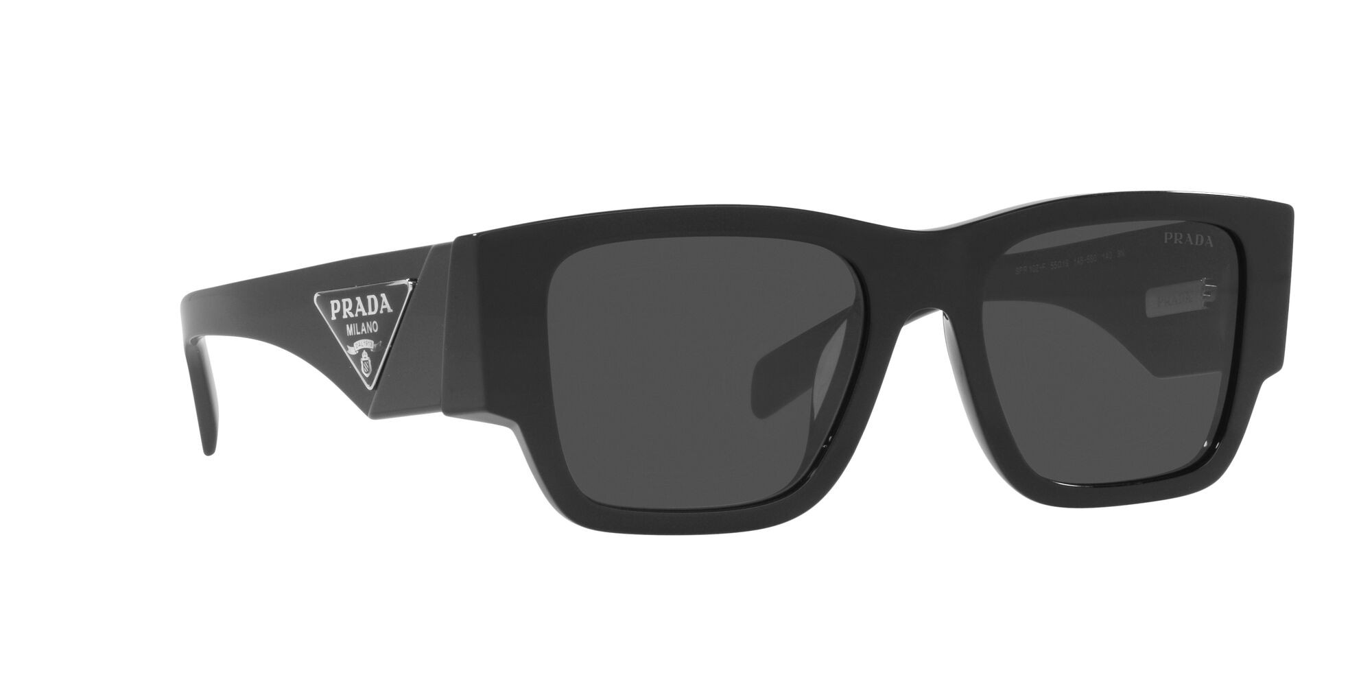 Sunglasses Prada PR 10ZS (1AB5S0) color nero shape square lenses grigio scuro