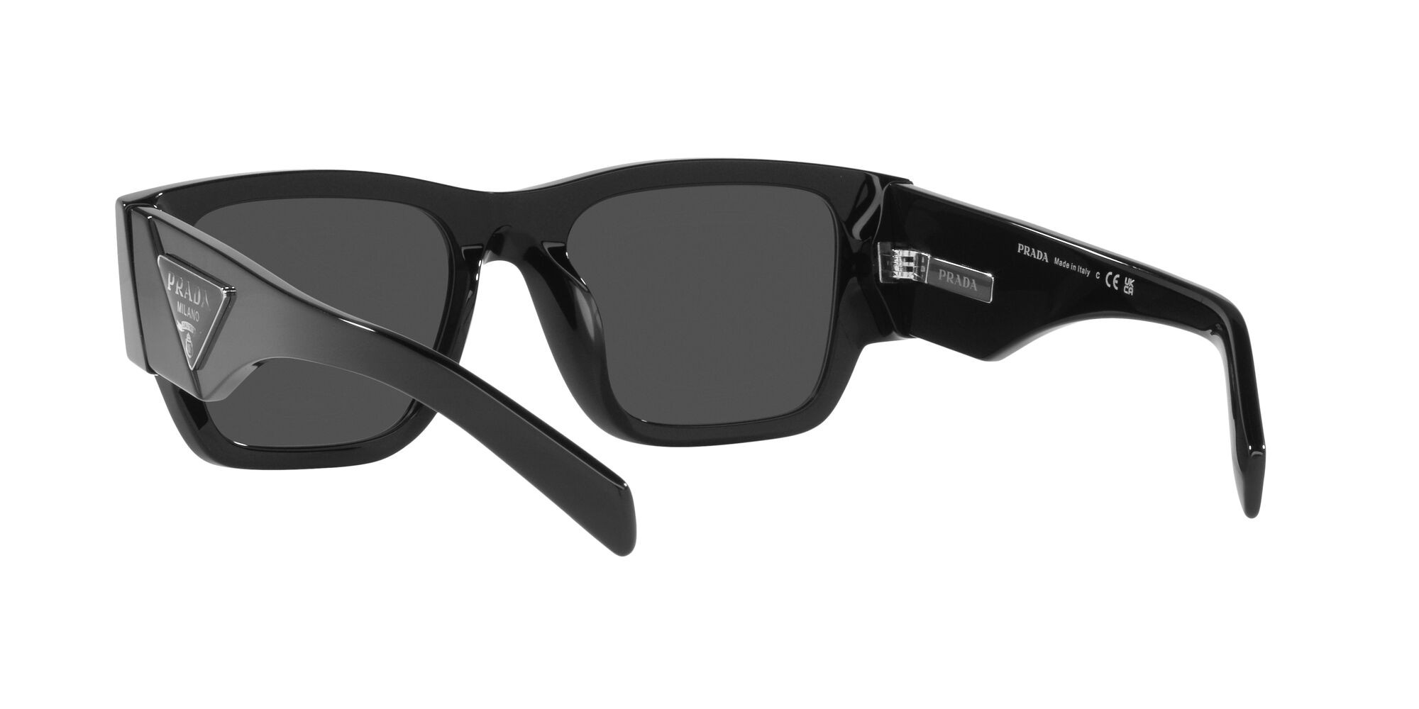 Sunglasses Prada PR 10ZS (1AB5S0) color nero shape square lenses grigio scuro