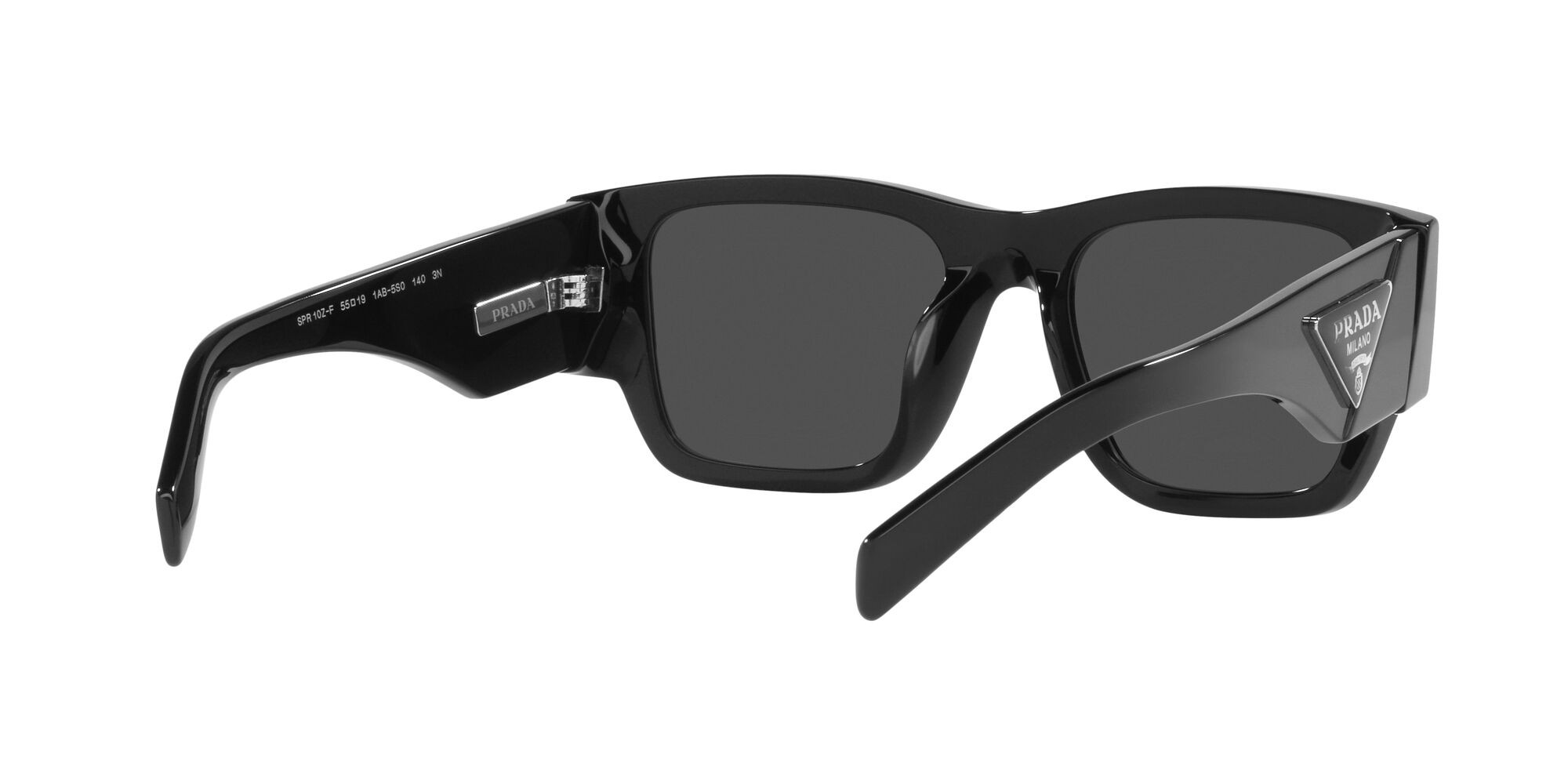 Sunglasses Prada PR 10ZS (1AB5S0) color nero shape square lenses grigio scuro