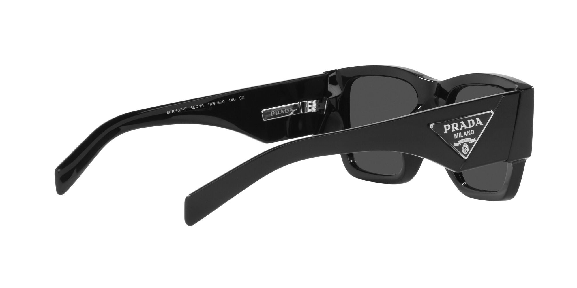 Sunglasses Prada PR 10ZS (1AB5S0) color nero shape square lenses grigio scuro