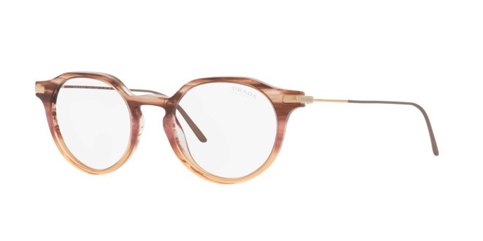 Sunglasses Prada PR 12YS (13B05R) color moro gradient amber shape pantos lenses photo clear brown