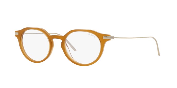 Sonnenbrillen Prada PR 12YS (15B08N) farbe opal honey form pantos gläser clear blue light filter