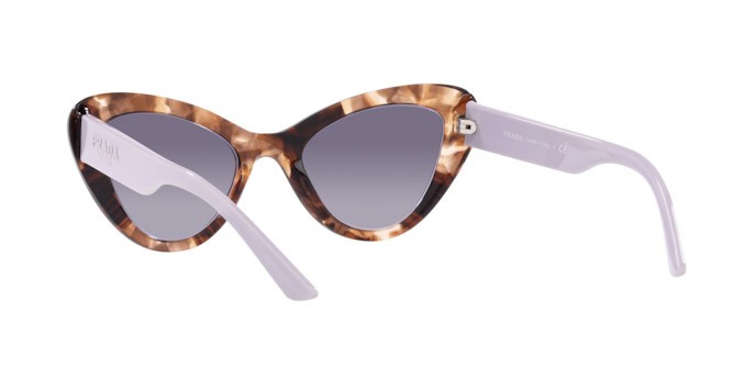 Sonnenbrillen Prada PR 13YS (07R08I) farbe havana form cat-eye gläser light violet gradient blue