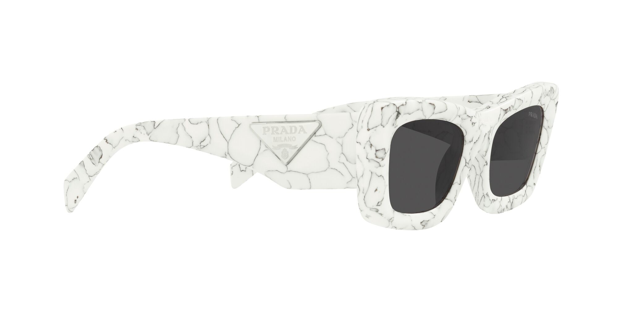 Sonnenbrillen Prada PR 13ZS (17D5S0) farbe matte white marble form cat-eye gläser grigio scuro