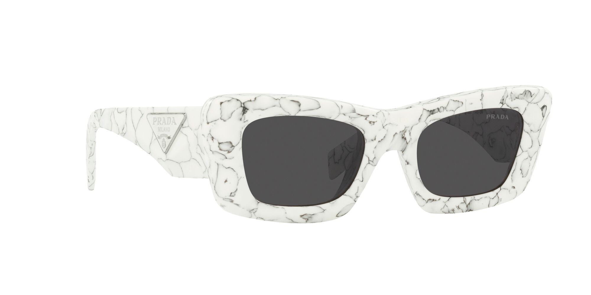 Sonnenbrillen Prada PR 13ZS (17D5S0) farbe matte white marble form cat-eye gläser grigio scuro