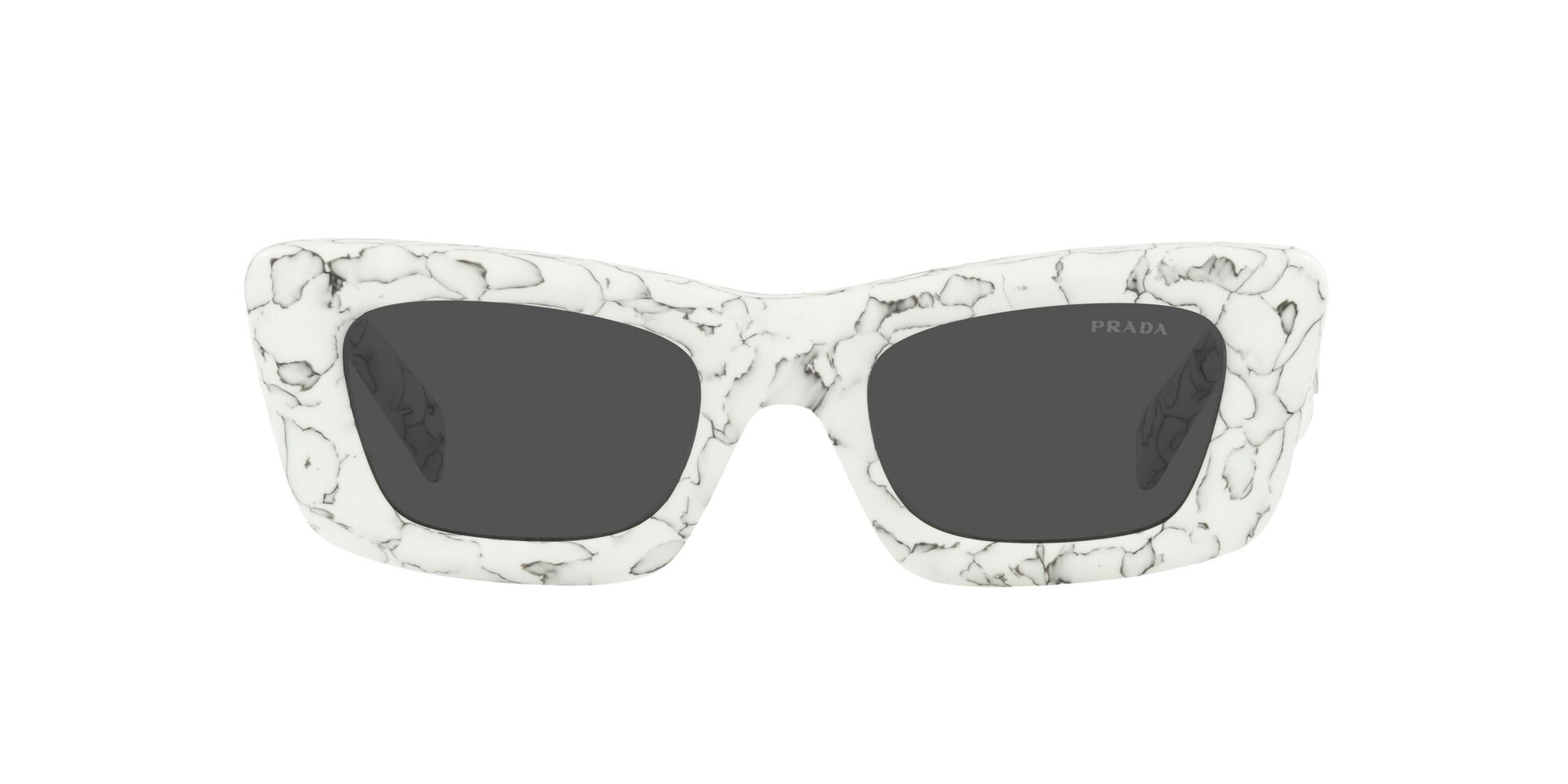 Sonnenbrillen Prada PR 13ZS (17D5S0) farbe matte white marble form cat-eye gläser grigio scuro