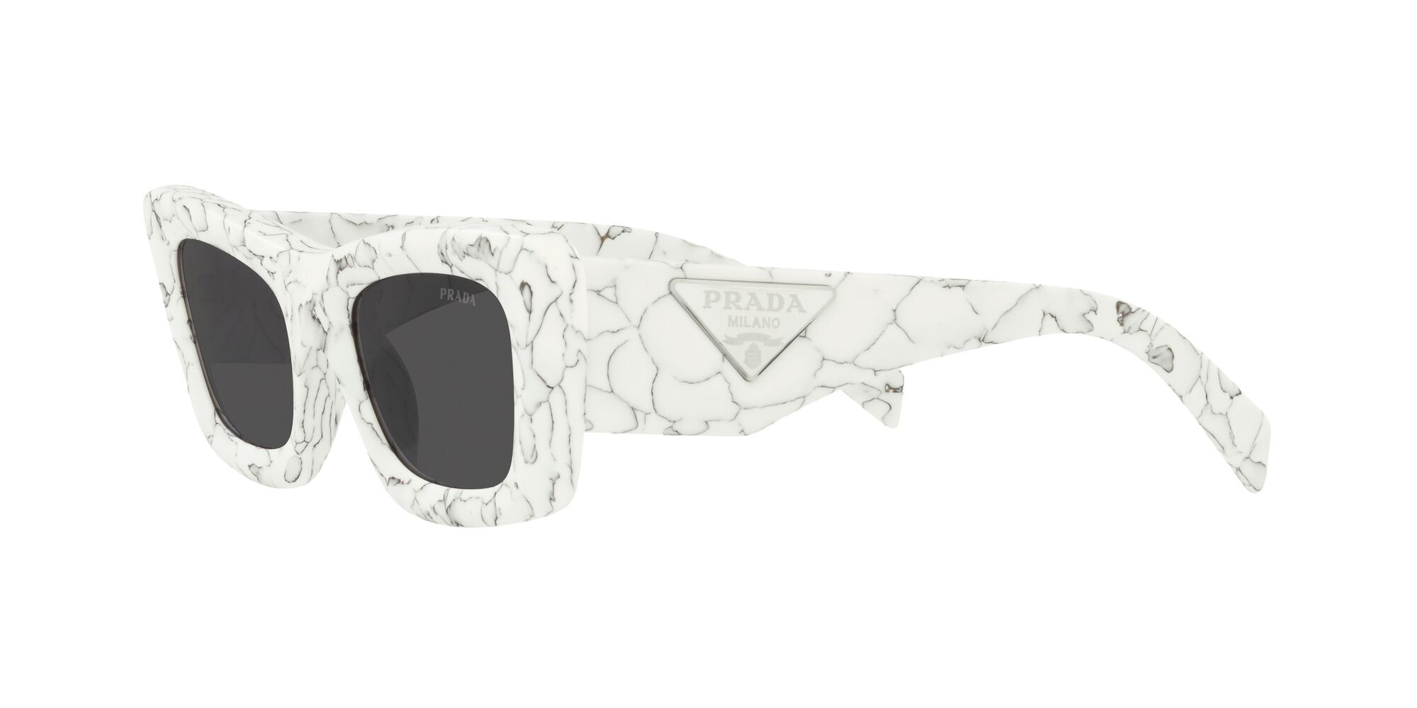 Sonnenbrillen Prada PR 13ZS (17D5S0) farbe matte white marble form cat-eye gläser grigio scuro