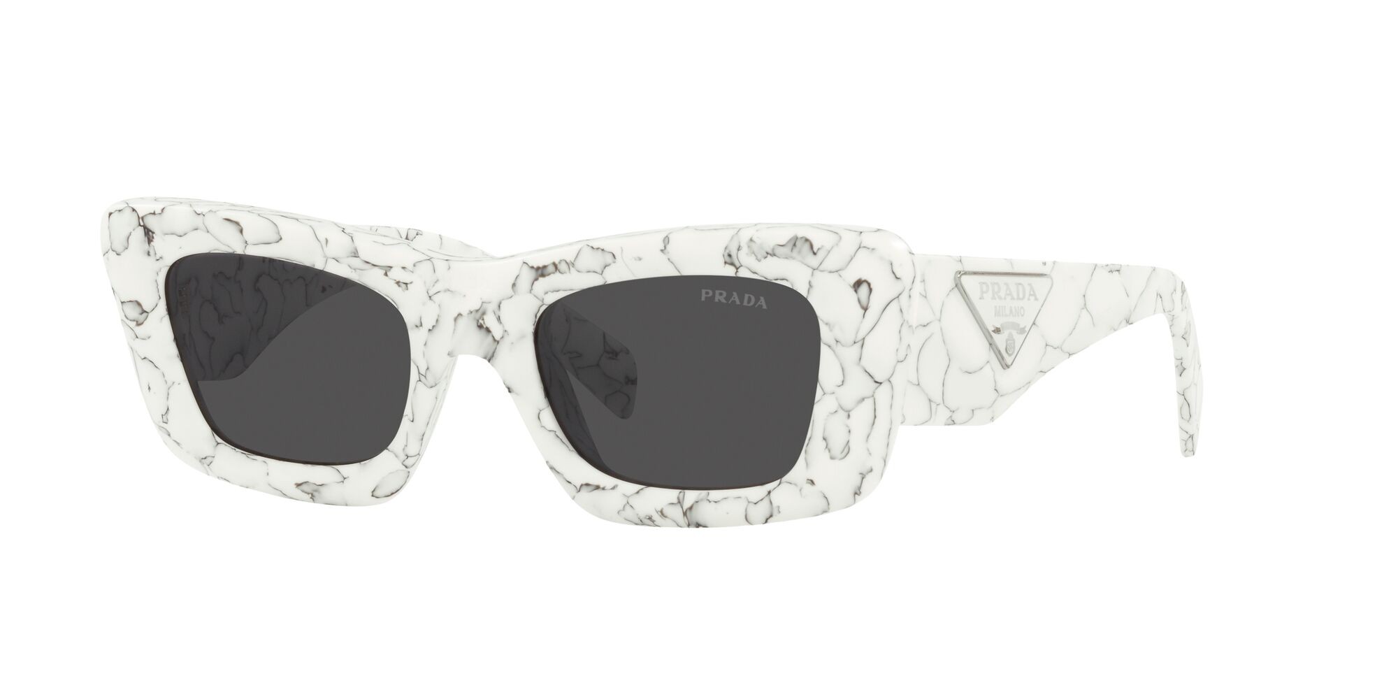 Sonnenbrillen Prada PR 13ZS (17D5S0) farbe matte white marble form cat-eye gläser grigio scuro