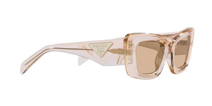 Sunglasses Prada PR 13ZS (19M4I2) color crystal beige shape cat eye lenses marrone chiaro