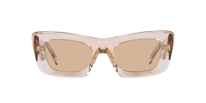 Sunglasses Prada PR 13ZS (19M4I2) color crystal beige shape cat eye lenses marrone chiaro