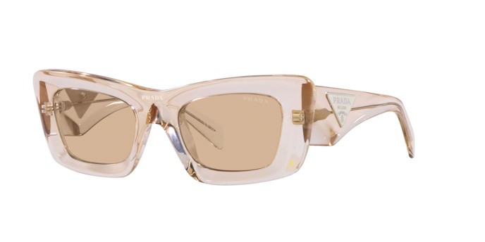 Sunglasses Prada PR 13ZS (19M4I2) color crystal beige shape cat eye lenses marrone chiaro