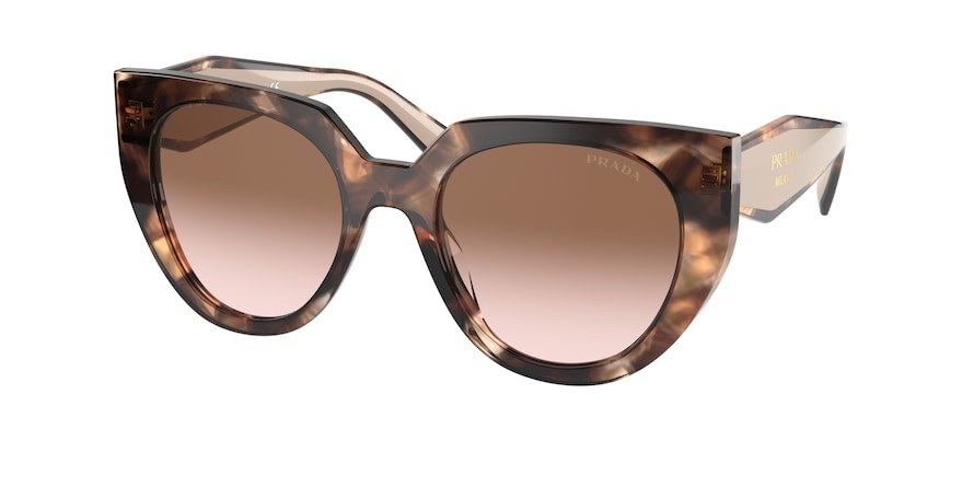 Sunglasses Prada PR 14WS (01R0A6) color caramel tortoise/powder shape cat eye lenses brown gradient