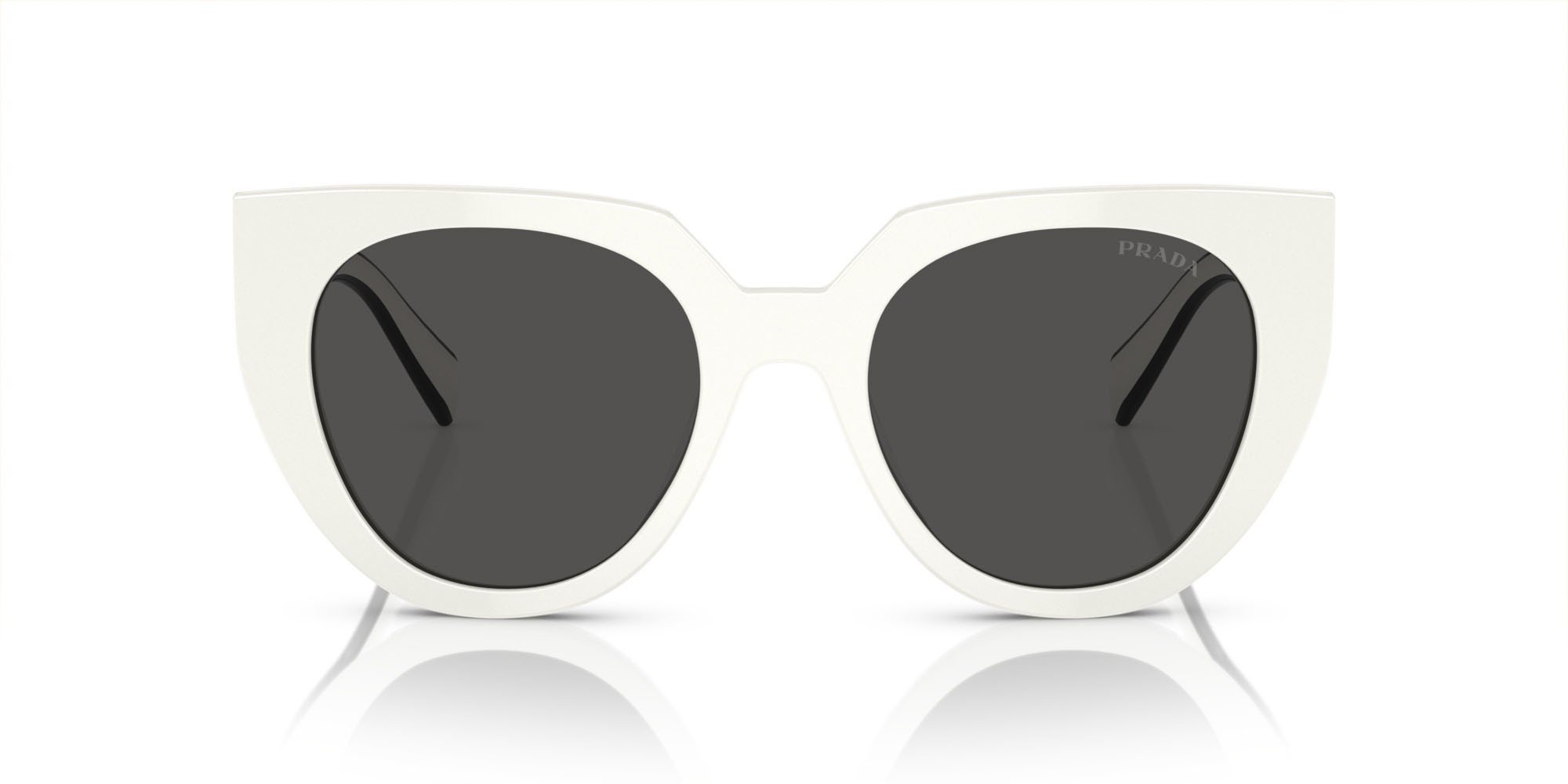 Occhiali da sole Prada PR 14WS (1425S0) colore bianco talco forma cat eye lenti grigio scuro