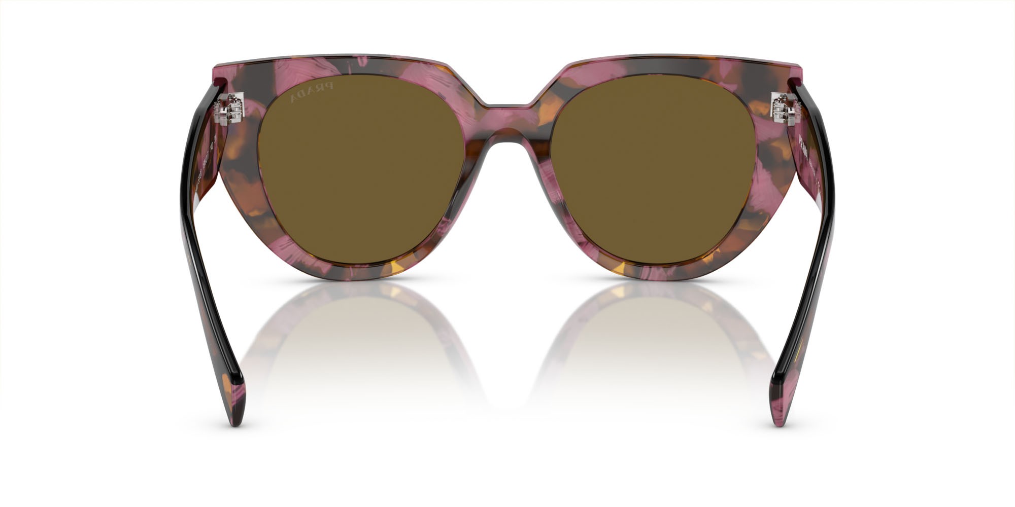Sunglasses Prada PR 14WS (18N01T) color begonia cognac tartarugato shape cat eye lenses marrone scuro