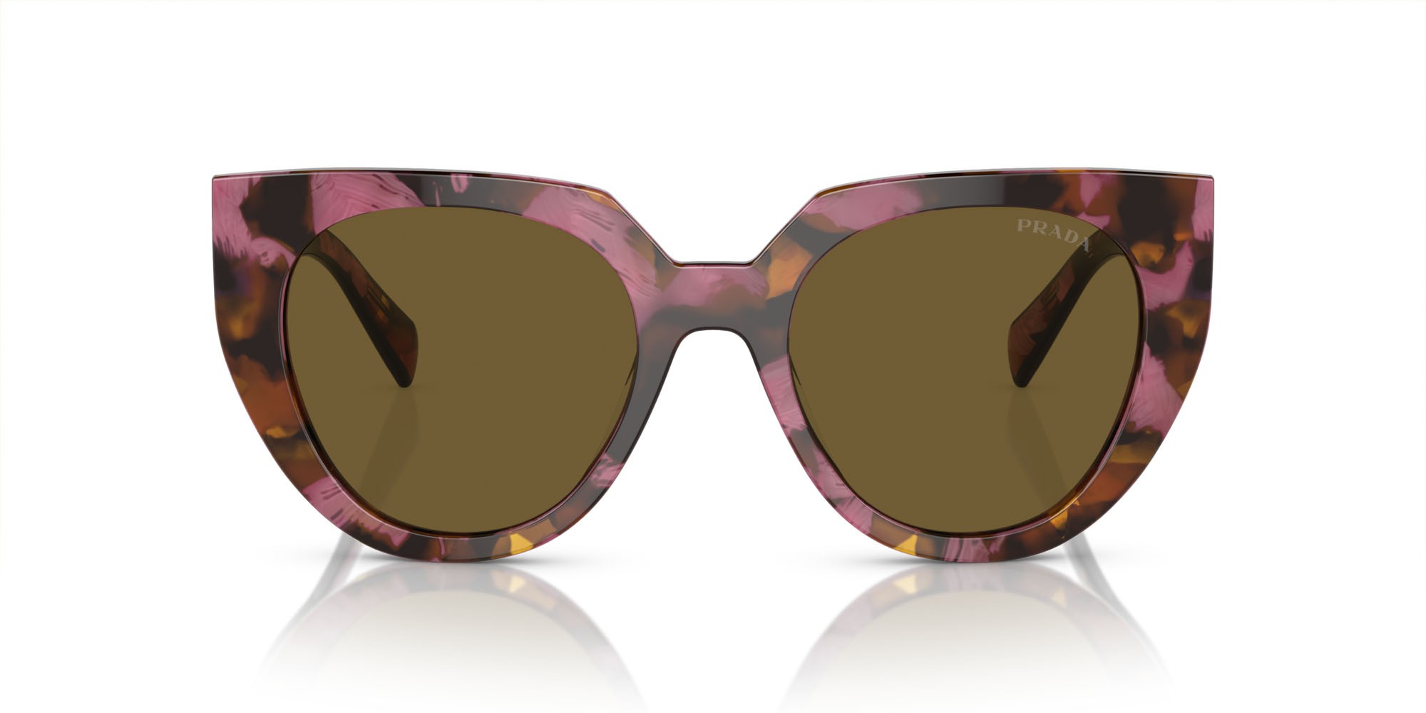 Sunglasses Prada PR 14WS (18N01T) color begonia cognac tartarugato shape cat eye lenses marrone scuro