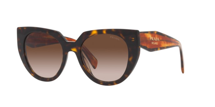 Sonnenbrillen Prada PR 14WS (2AU6S1) farbe tortoise form cat-eye gläser brown gradient
