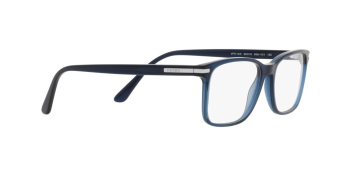 Occhiali da vista Prada PR 14WV (08Q1O1) colore blue crystal forma rettangolare lenti demo lens