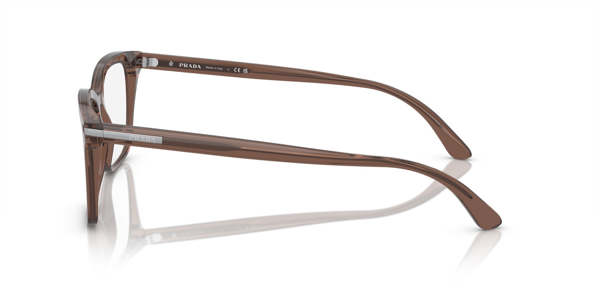 Eyeglasses Prada PR 14WV (17O1O1) color marrone trasparente shape rectangle lenses lente demo