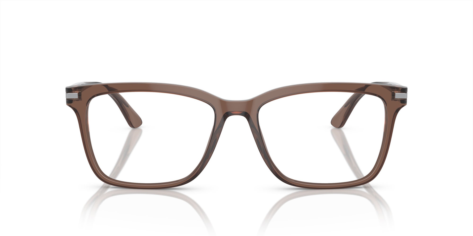Eyeglasses Prada PR 14WV (17O1O1) color marrone trasparente shape rectangle lenses lente demo