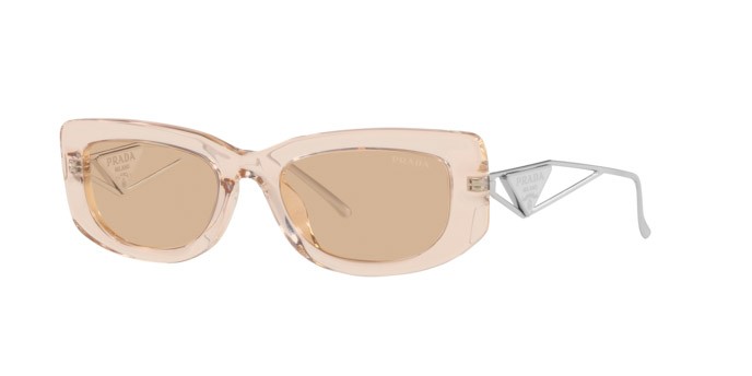 Sunglasses Prada PR 14YS (19M4I2) color crystal beige shape rectangle lenses marrone chiaro