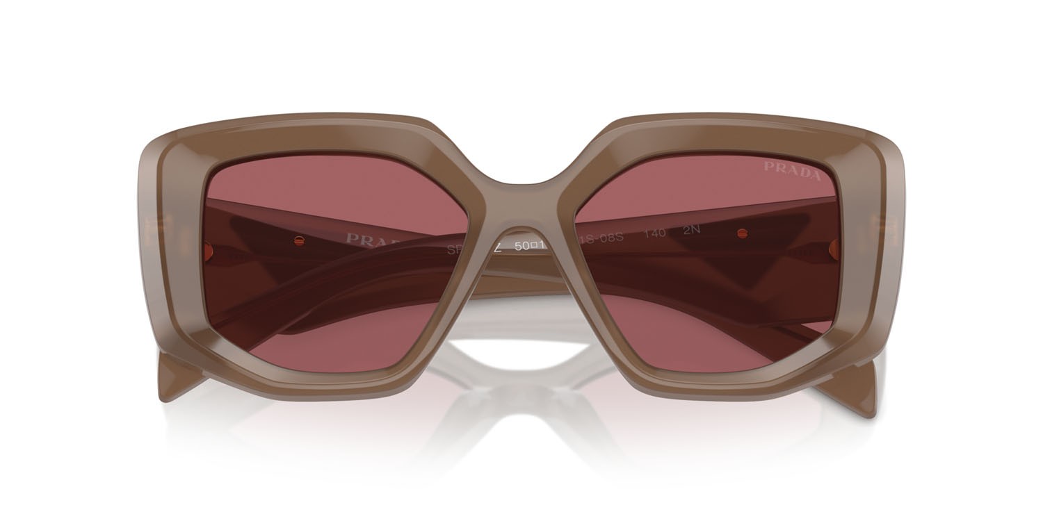 Sunglasses Prada PR 14ZS (11S08S) color opal loden shape irregular lenses violetto scuro