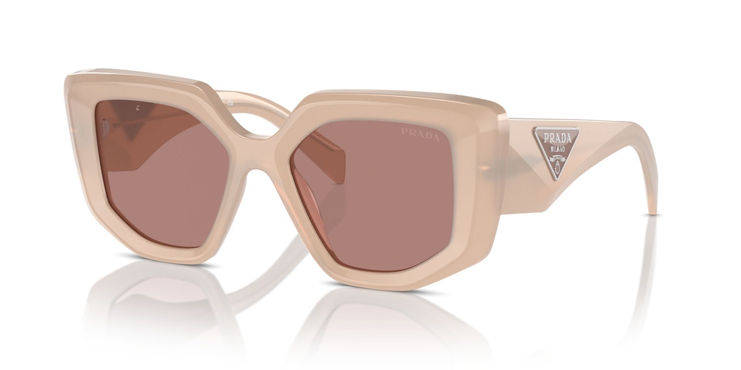 Sunglasses Prada PR 14ZS (19R10D) color opal natural shape irregular lenses marrone chiaro