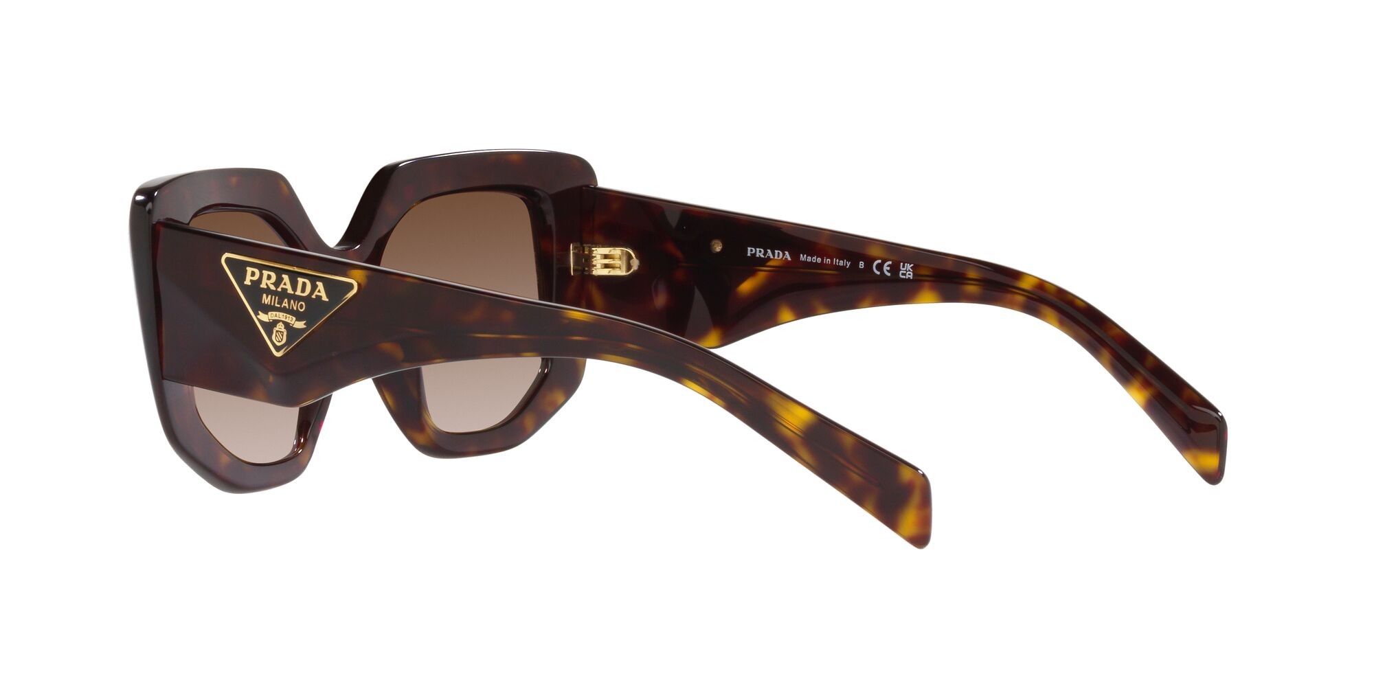 Sonnenbrillen Prada PR 14ZS (2AU6S1) farbe tartarugato form unregelmäßig gläser marrone sfumato