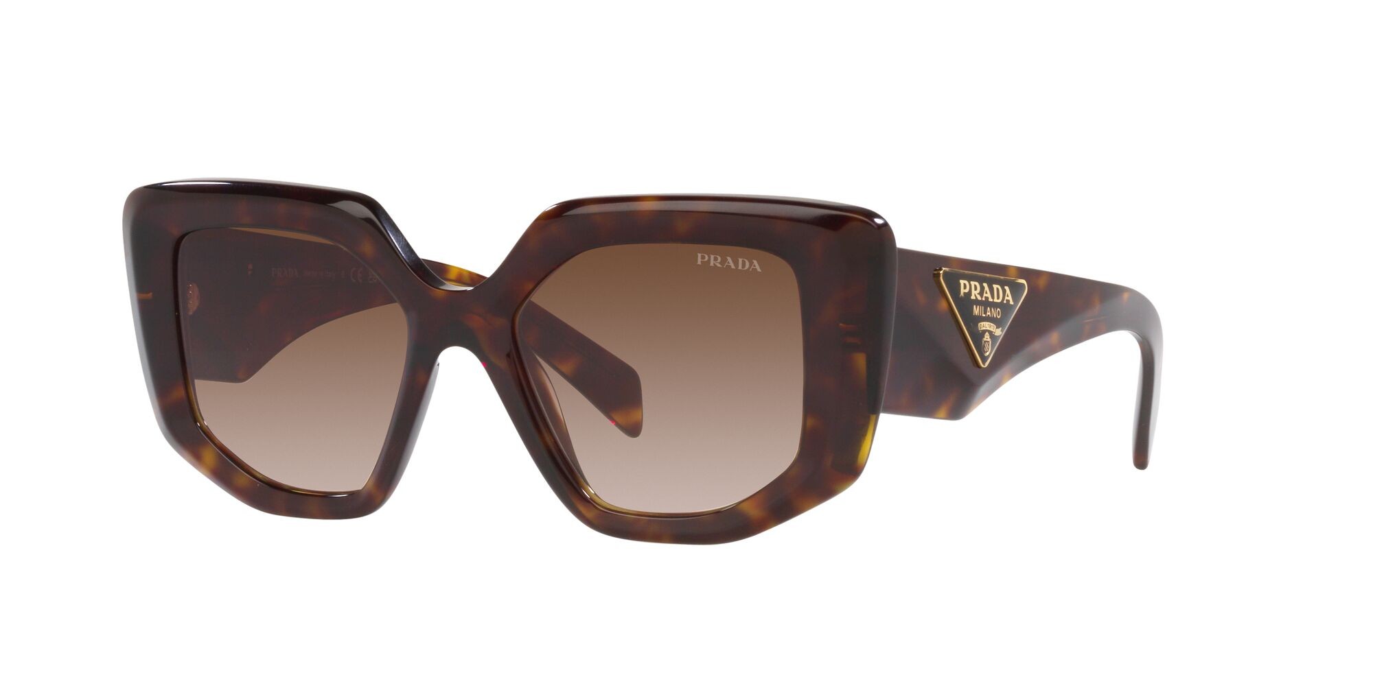 Sonnenbrillen Prada PR 14ZS (2AU6S1) farbe tartarugato form unregelmäßig gläser marrone sfumato