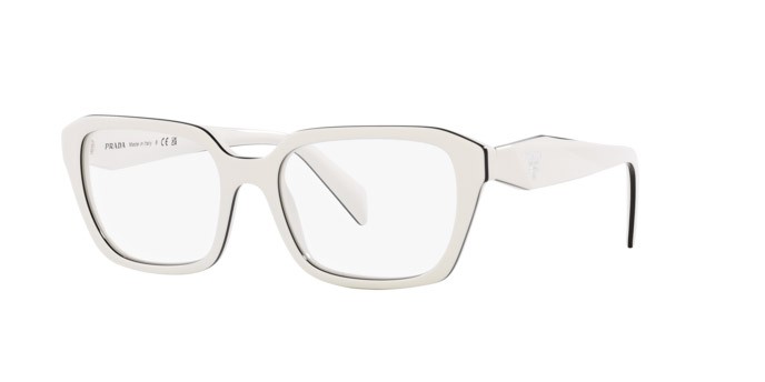 Eyeglasses Prada PR 14ZV (12J1O1) color bianco shape irregular lenses lente demo