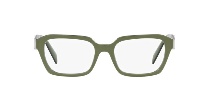 Eyeglasses Prada PR 14ZV (13J1O1) color clear green shape irregular lenses lente demo
