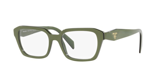 Eyeglasses Prada PR 14ZV (13J1O1) color clear green shape irregular lenses lente demo
