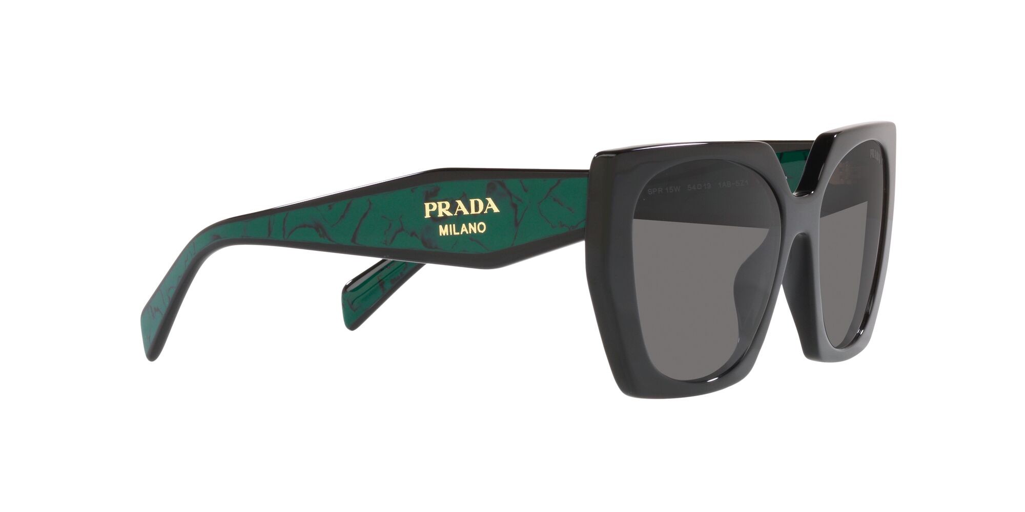 Occhiali da sole Prada PR 15WS (1AB5Z1) colore nero forma rettangolare lenti polar grigio scuro