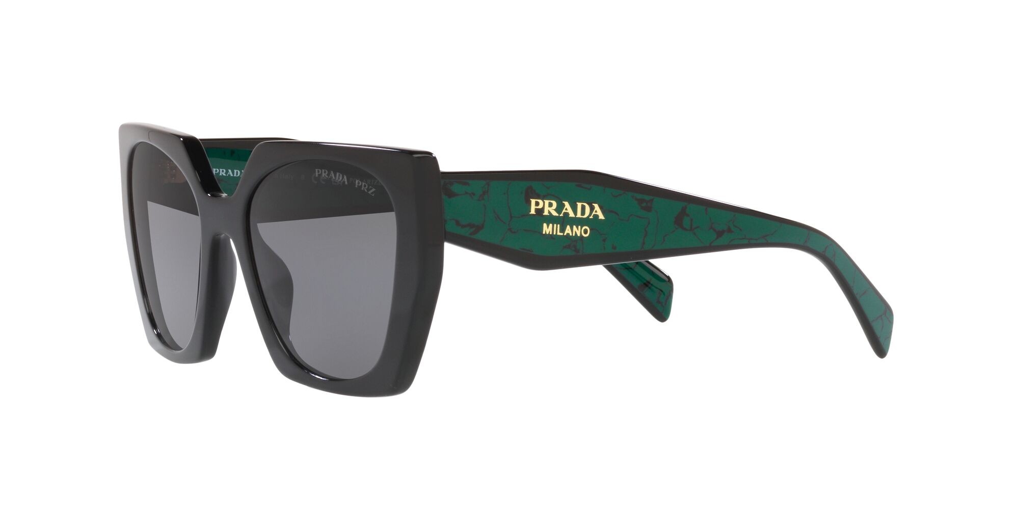 Occhiali da sole Prada PR 15WS (1AB5Z1) colore nero forma rettangolare lenti polar grigio scuro