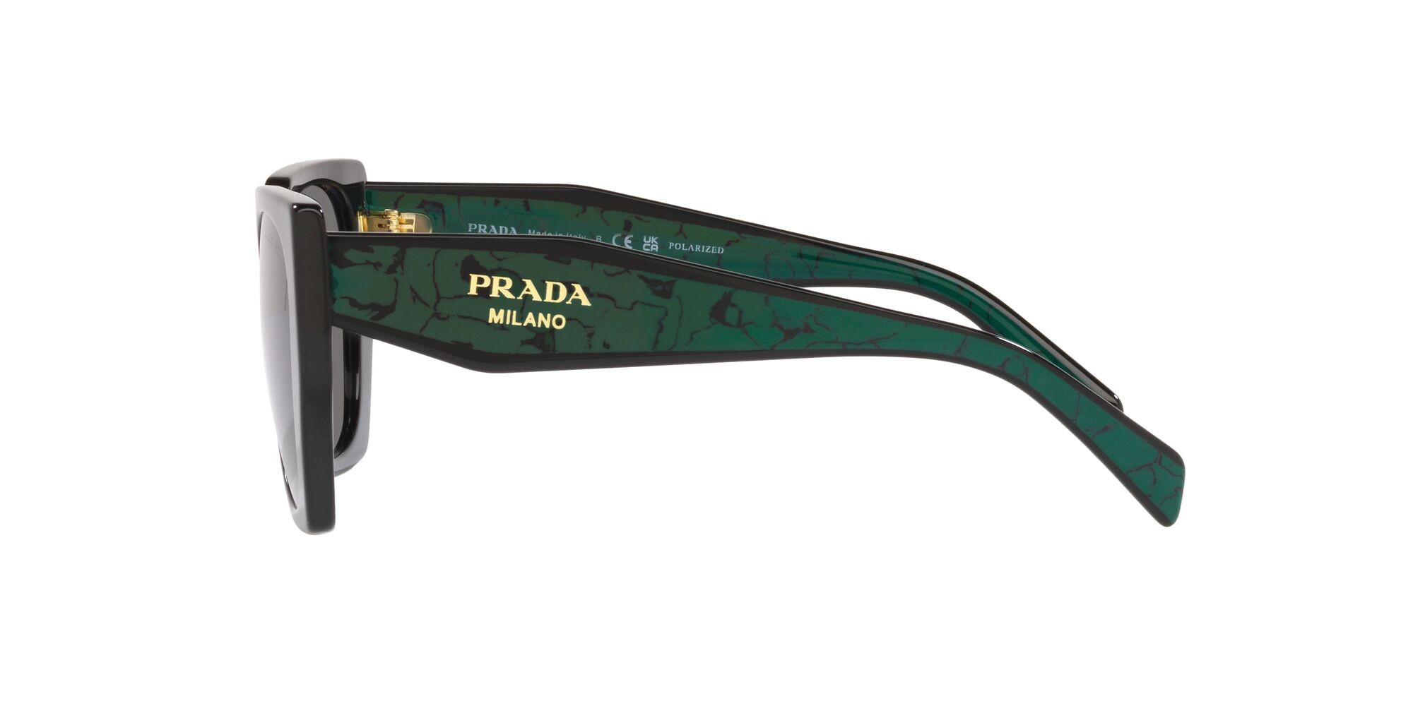 Occhiali da sole Prada PR 15WS (1AB5Z1) colore nero forma rettangolare lenti polar grigio scuro