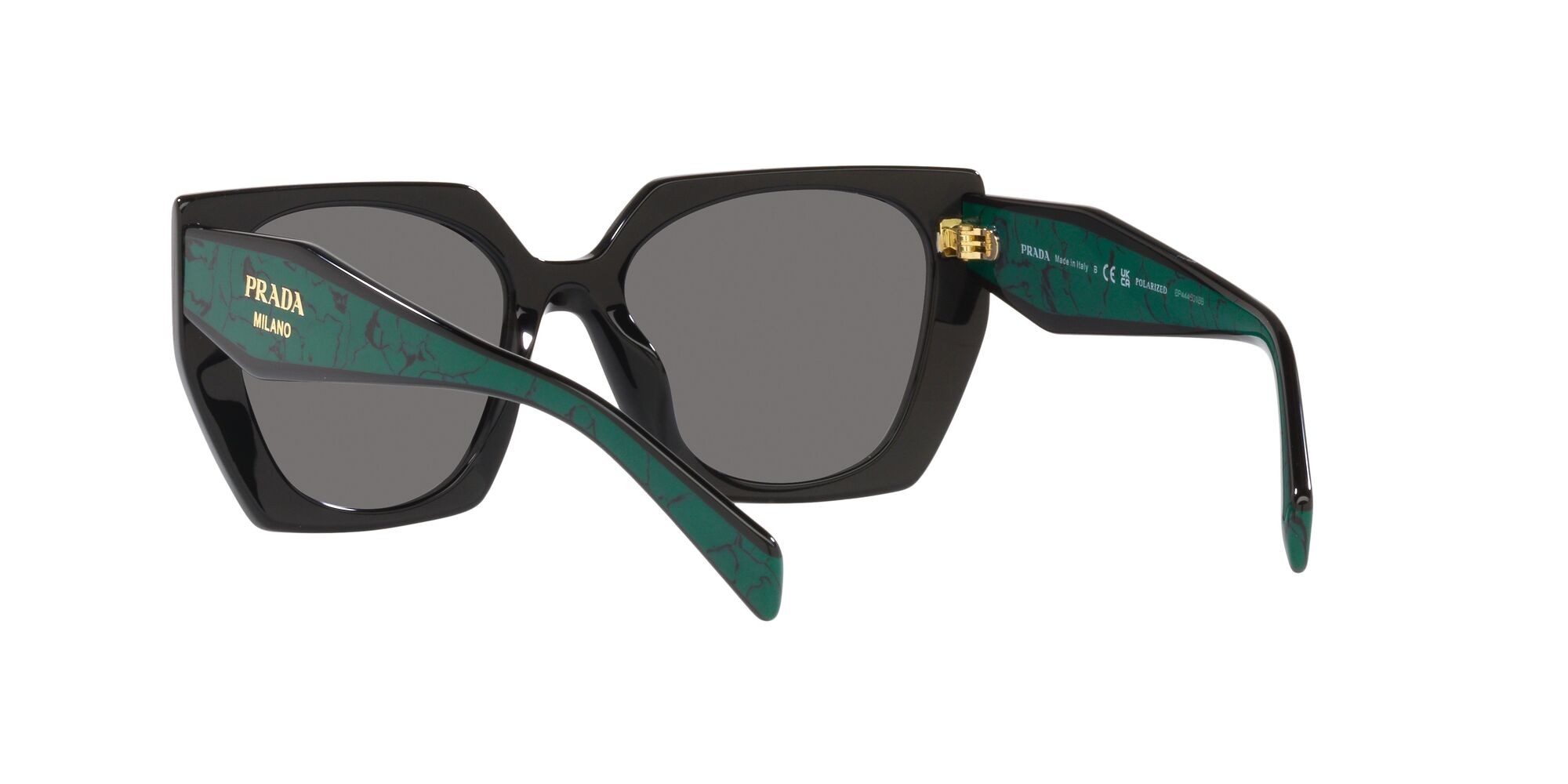 Occhiali da sole Prada PR 15WS (1AB5Z1) colore nero forma rettangolare lenti polar grigio scuro