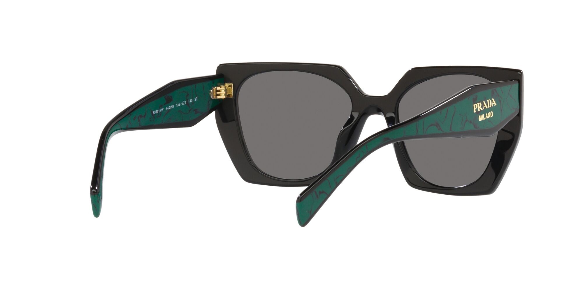 Occhiali da sole Prada PR 15WS (1AB5Z1) colore nero forma rettangolare lenti polar grigio scuro