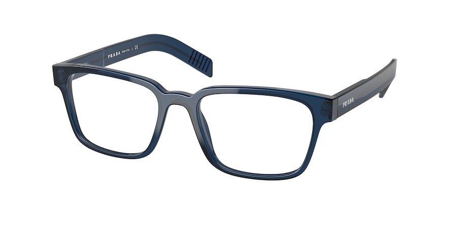 Brillen Prada PR 15WV (08Q1O1) farbe transparent blue form rechteckig gläser demo lens