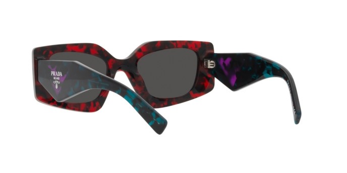 Sonnenbrillen Prada PR 15YS (09Z5S0) farbe scarlet tortoise form unregelmäßig gläser dark grey