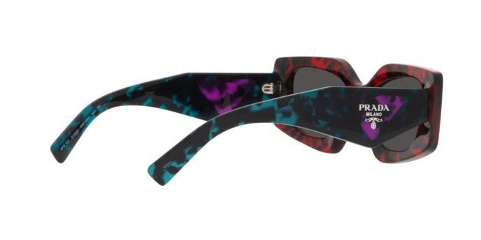 Sonnenbrillen Prada PR 15YS (09Z5S0) farbe scarlet tortoise form unregelmäßig gläser dark grey