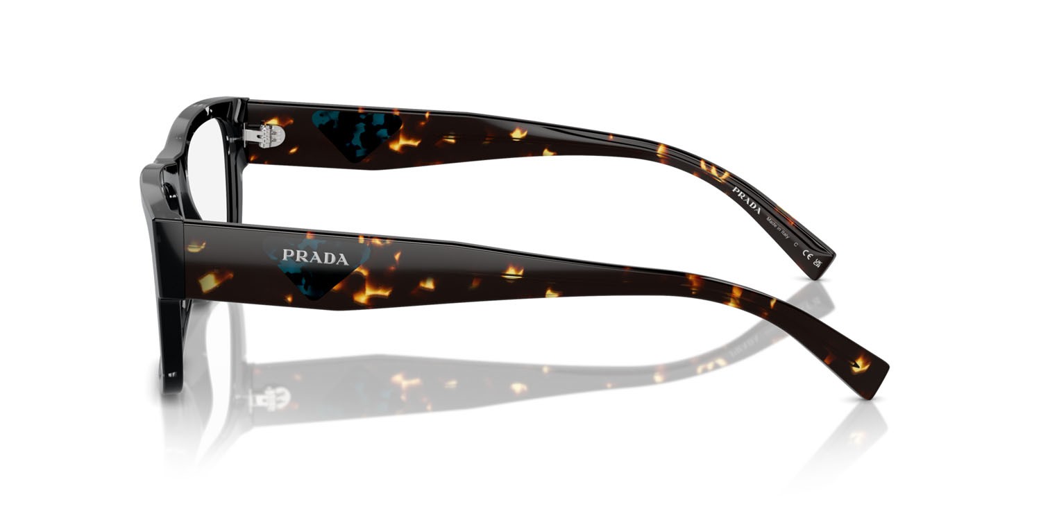 Eyeglasses Prada PR 15YV (15S1O1) color black crystal tortoise shape rectangle lenses lente demo