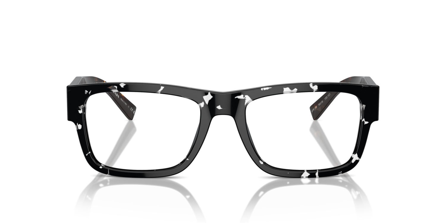 Eyeglasses Prada PR 15YV (15S1O1) color black crystal tortoise shape rectangle lenses lente demo