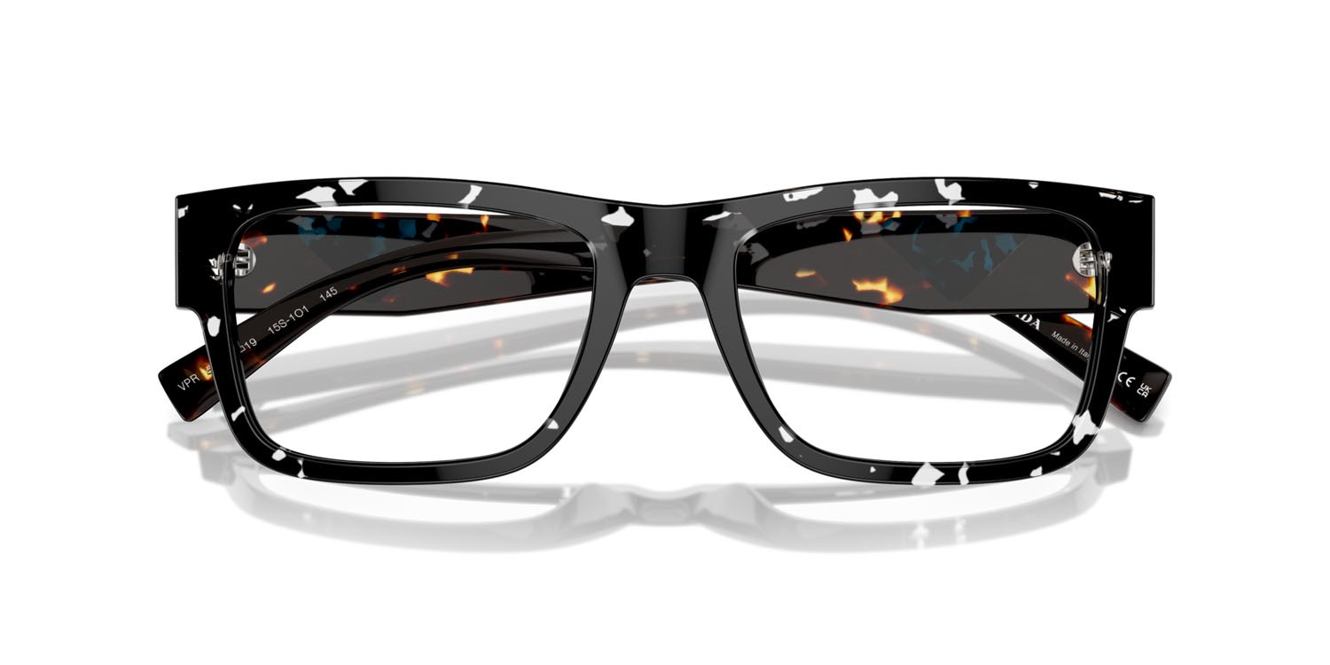 Eyeglasses Prada PR 15YV (15S1O1) color black crystal tortoise shape rectangle lenses lente demo