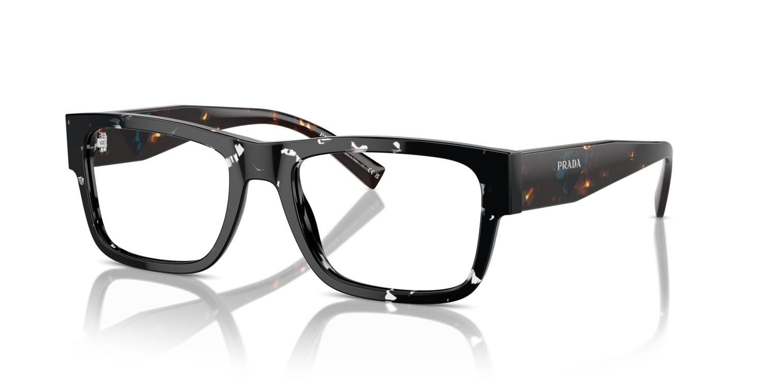 Eyeglasses Prada PR 15YV (15S1O1) color black crystal tortoise shape rectangle lenses lente demo