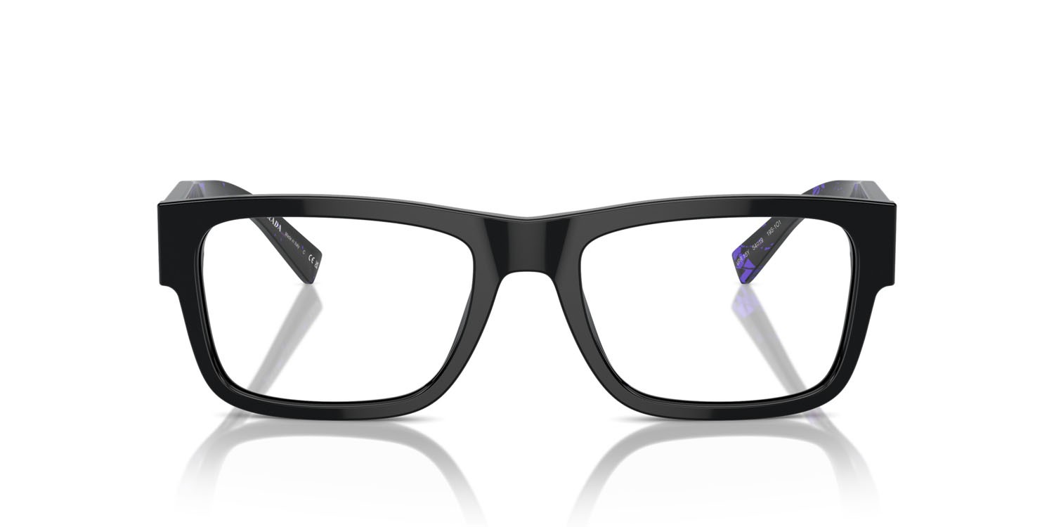 Eyeglasses Prada PR 15YV (19S1O1) color nero shape rectangle lenses lente demo