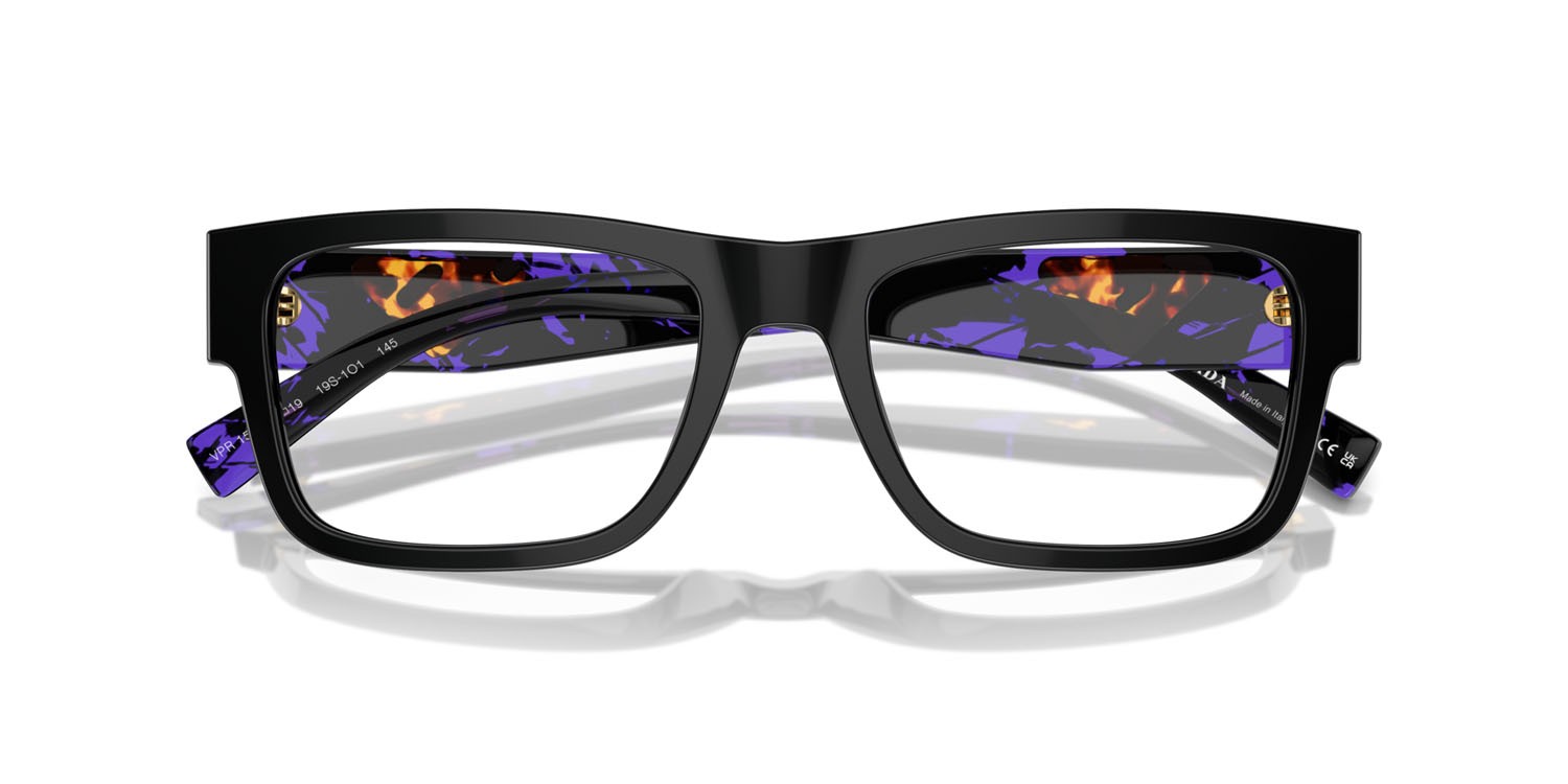 Eyeglasses Prada PR 15YV (19S1O1) color nero shape rectangle lenses lente demo